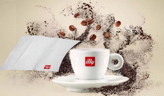国际品牌illy意利咖啡，必须使用高逼格竖错餐巾纸！